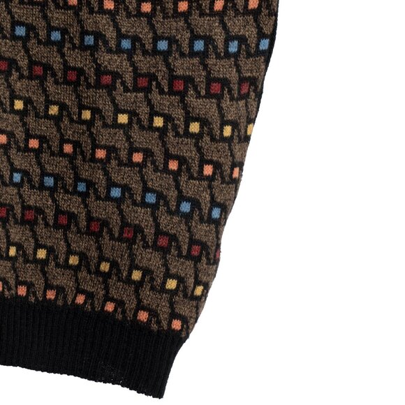 Giuggio (Italy) Vintage Mid-Century Jacquard Stockinette Knit Zip Vest : XL - Picture 4 of 8